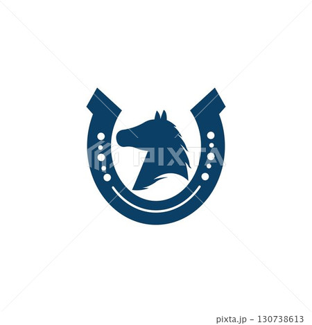 Horseshoe logo icon vector flat design template 130738613