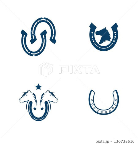 Horseshoe logo icon vector flat design template 130738616