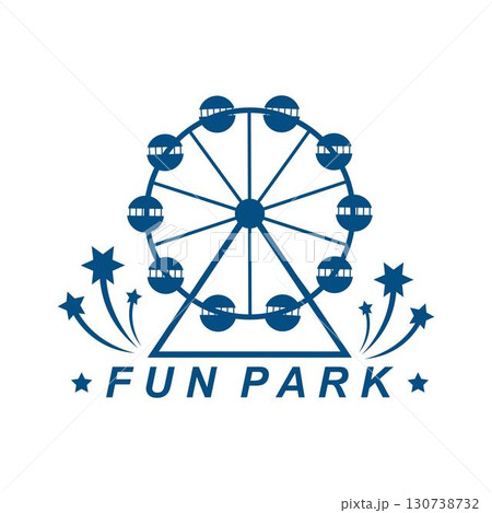 fun park in line style on a white background. Ferris wheel in fun park or funfair attraction. fun park in line style on a white background. Ferris wheel in fun park or funfair attraction. 130738732