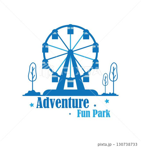 fun park in line style on a white background. Ferris wheel in fun park or funfair attraction. fun park in line style on a white background. Ferris wheel in fun park or funfair attraction. 130738733