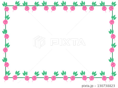 Cute beetroot with green line frame, A4 paper background  130738823