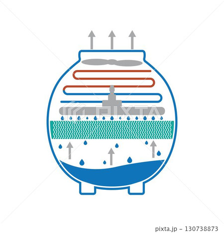water cooling tower system daigram illustration 130738873