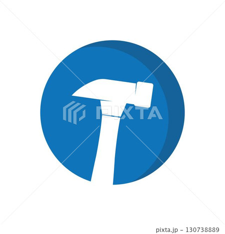 Hammer logo icon vector flat design 130738889