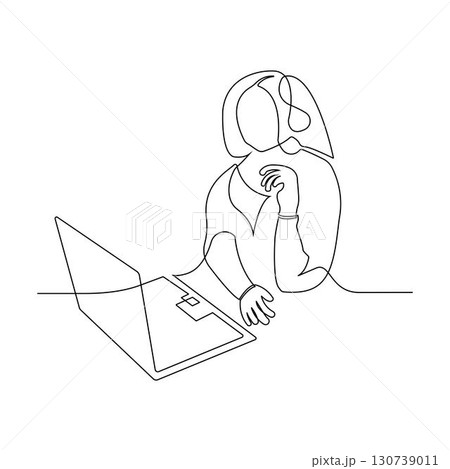 continuous line art of businesswoman 130739011