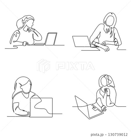 continuous line art of businesswoman 130739012