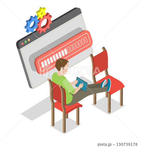 3D Isometric Flat Vector Illustration of Software Update , System Maintenance. Item 3 130739178
