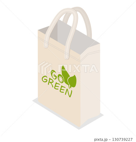 3D Isometric Flat Vector Illustration of Eco-friendly Bags, Sustainable Shopping And Reusable Packaging. Item 4 3D Isometric Flat Vector Illustration of Eco-friendly Bags, Sustainable Shopping And Reusable Packaging. Item 4 130739227