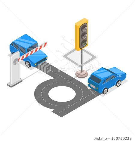 3D Isometric Flat Vector Illustration of Logistics and Technologies, Smart Car System. Item 1 130739228