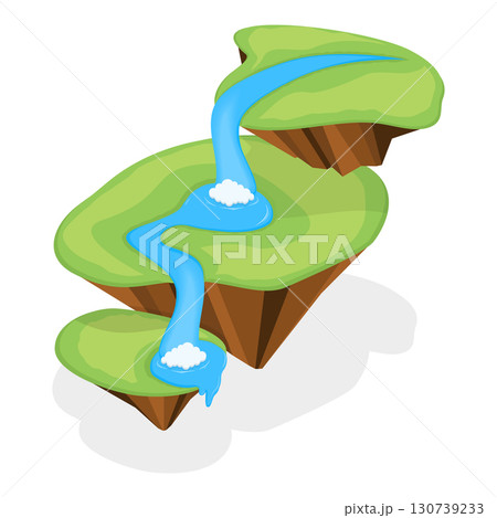 3D Isometric Flat Vector Illustration of Flying Islands, Floating Islands In The Sky. Item 2 130739233