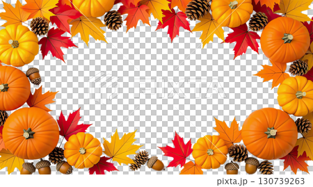 Hanging Garland of many maple leaves, white and yellow pumpkins, acorns, ears of wheat on a white plain background. Decoration for Halloween or Thanksgiving. Hanging Garland of many maple leaves, white and yellow pumpkins, acorns, ears of wheat on a white plain background. Decoration for Halloween or Thanksgiving. 130739263
