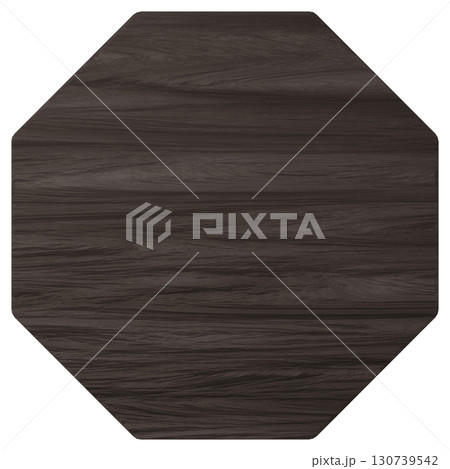 3D素材_木製プレート_八角形_茶色 130739542