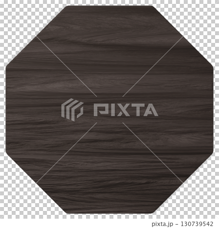 3D素材_木製プレート_八角形_茶色 130739542