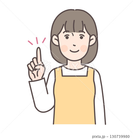 指差しする主婦_黄色 130739980
