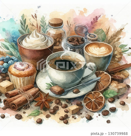 コーヒーとお菓子 130739988