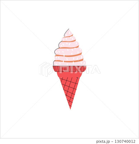 Ice cream cone, delicious ice cream, sweet dessert treat, colorful ice cream scoop, summer snack, frozen dessert in cone, tasty ice cream for kids and adults, cold sweet indulgence 130740012