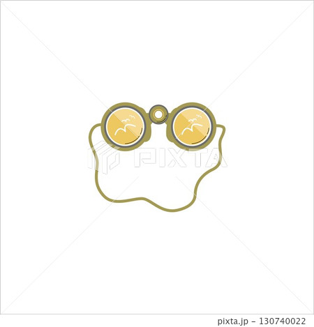 Binoculars and bird watching. Binocular field glasses. Vector illustration can be used for topics like travel, tourism, nautical shipping. Summer Adventures. 130740022