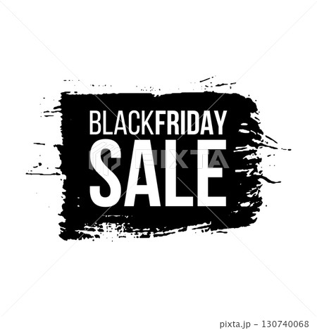 Black friday sale banner layout design. Ink brush stroke with typography on transparent background. Ink brush sale stripes and banners. Sale discount icons. Black friday, big sale. Title text. 130740068