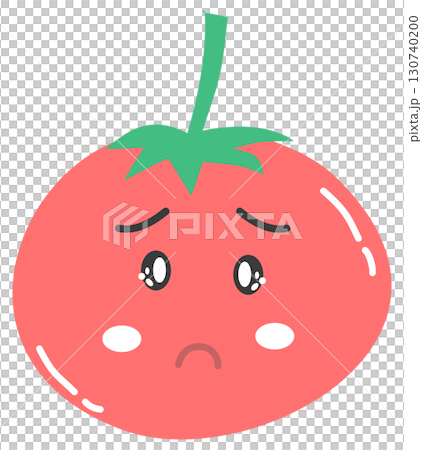 cute minimal tomato cartoon with sad face 130740200