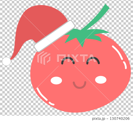 cute minimal tomato cartoon with Christmas hat cute minimal tomato cartoon with Christmas hat 130740206