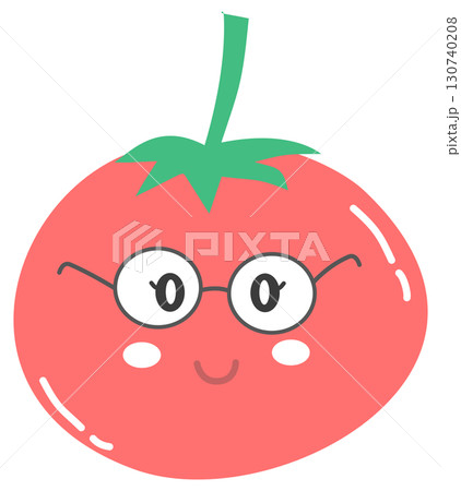 cute minimal tomato cartoon with study character 130740208