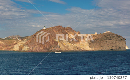 Cape Columbo Santorini Greece coastal cliffs 130740277