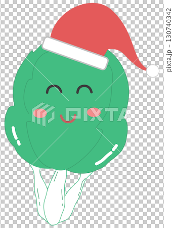 cute and minimal Chinese cabbage with Christmas hat cute and minimal Chinese cabbage with Christmas hat 130740342