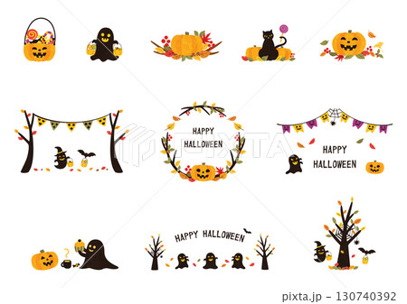 ハロウィン素材集2025 ハロウィン素材集2025 130740392