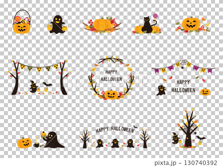 ハロウィン素材集2025 ハロウィン素材集2025 130740392