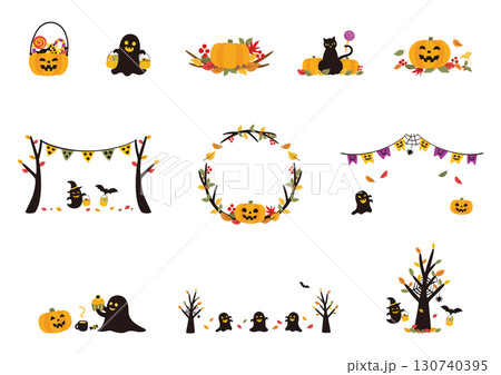 ハロウィン素材集2025文字なしベク 130740395