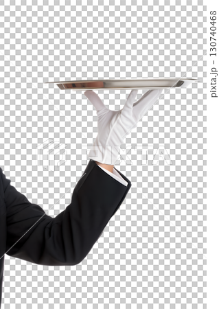 Butler's hand in white glove holding silver...のイラスト素材 [130740468] - PIXTA