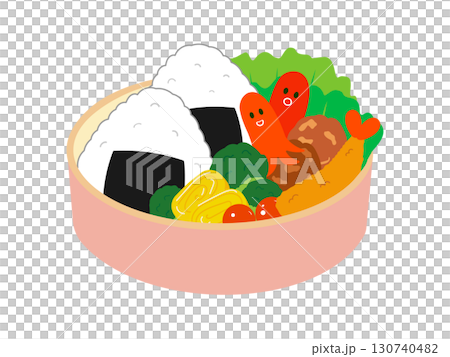 おにぎり弁当のイラスト 130740482