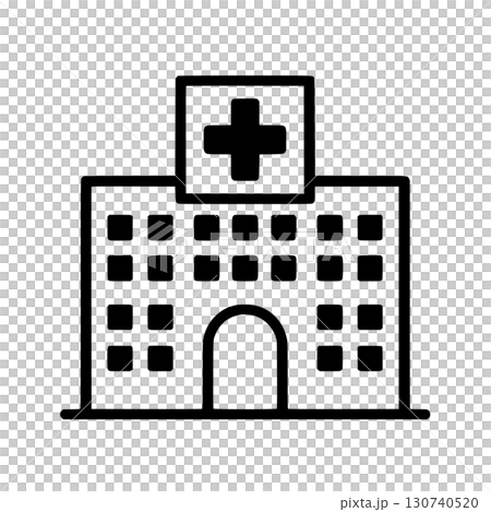 hospital icon on black and white concept hospital icon on black and white concept 130740520