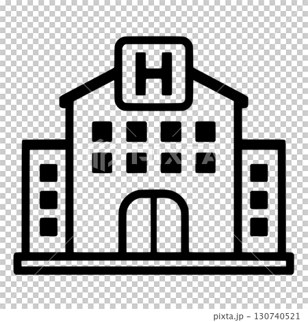 hospital icon on black and white concept hospital icon on black and white concept 130740521