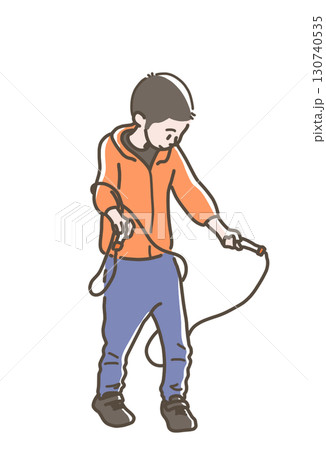 縄跳びをする男の子のイラスト 130740535