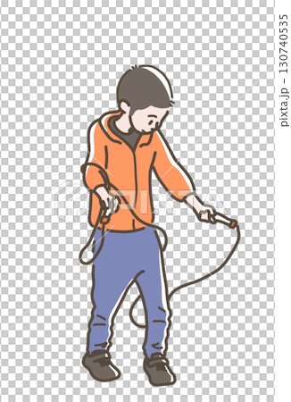 縄跳びをする男の子のイラスト 130740535