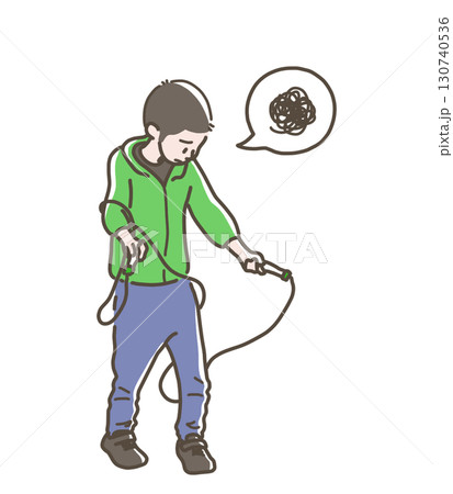 縄跳びをする男の子のイラスト 130740536