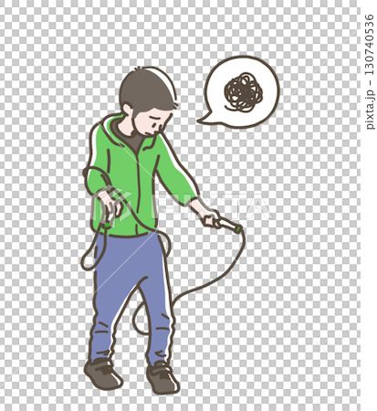縄跳びをする男の子のイラスト 130740536
