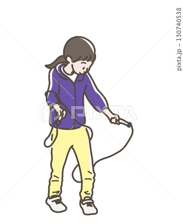 縄跳びをする女の子のイラスト 130740538