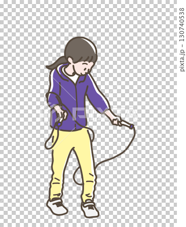 縄跳びをする女の子のイラスト 130740538