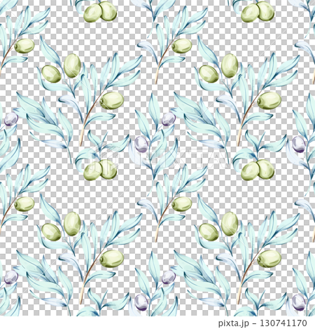 Olive and olive oil seamless pattern background wallpaper featuring watercolor illustrations inspired by Italian cuisine nature and beauty in nutrition 130741170