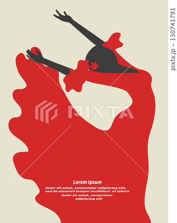 Flamenco dancer vector illustration. Dancing Spanish girl 130741791