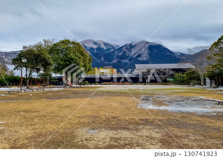 View of landscape Yufuin village in the winter after snow fall 130741923