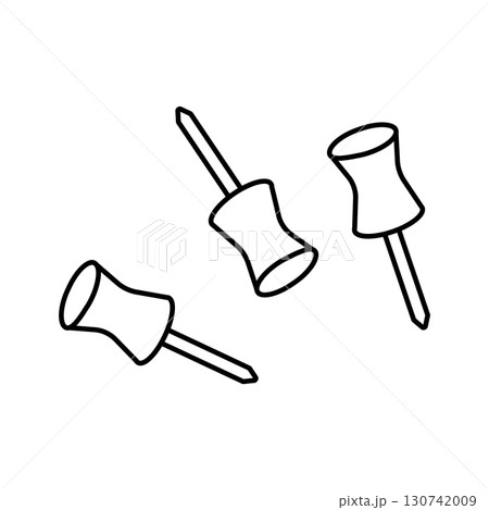 Three simple push pins on white background Three simple push pins on white background 130742009