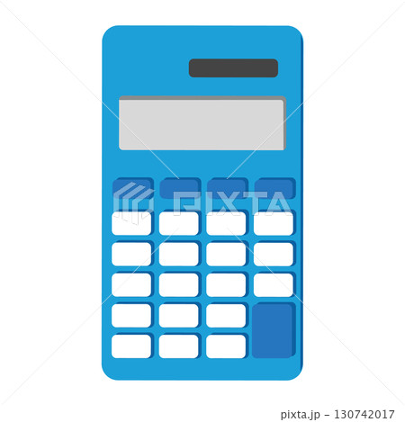 Blue graphic calculator with white buttons and display on white background Blue graphic calculator with white buttons and display on white background 130742017