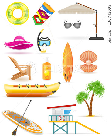 equipment items beah and sea for relaxation cartoon stock vector illustration equipment items beah and sea for relaxation cartoon stock vector illustration 130742095