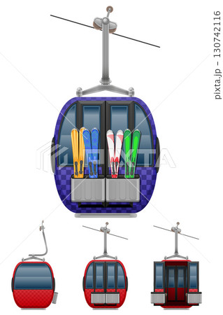 ski lift cabin cableway cartoon stock vector illustration 130742116
