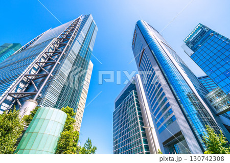 日本の東京都市景観 汐留のビジネス街などを望む＝15日 130742308