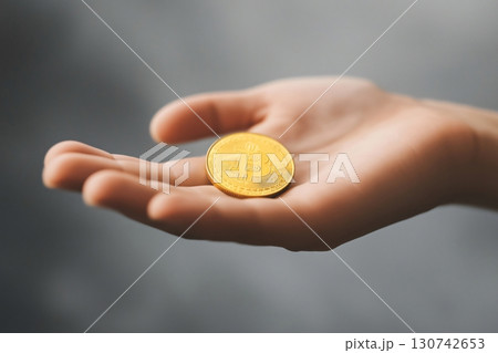 Businessman is holding a bitcoin cryptocurrency coin in his hand, symbolizing investing in the future of finance Businessman is holding a bitcoin cryptocurrency coin in his hand, symbolizing investing in the future of finance 130742653