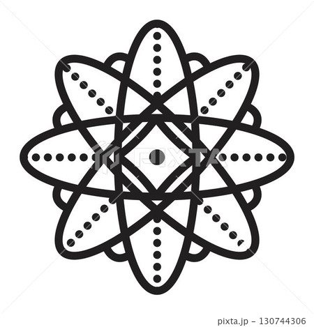Infinity sign, flower, mandala, harmony symbol. Recycling, cyclicality. Black line vector icon. Outline monochrome illustration 130744306