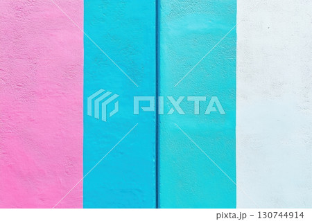 Colorful wall featuring pink and shades of blue in a vibrant urban setting 130744914